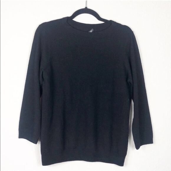 Talbots black lambs wool blend sweater sz medium minimalist neutral classic chic - Picture 1 of 4